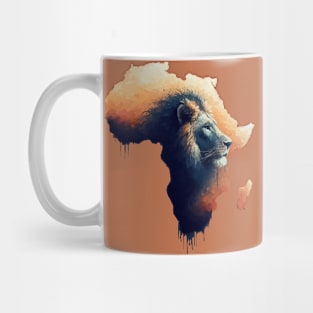 Africa silhouette lion savannah abstract style Mug